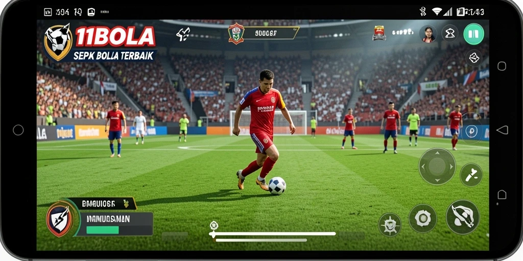 Tampilan gameplay menegangkan dalam simulasi sepak bola.