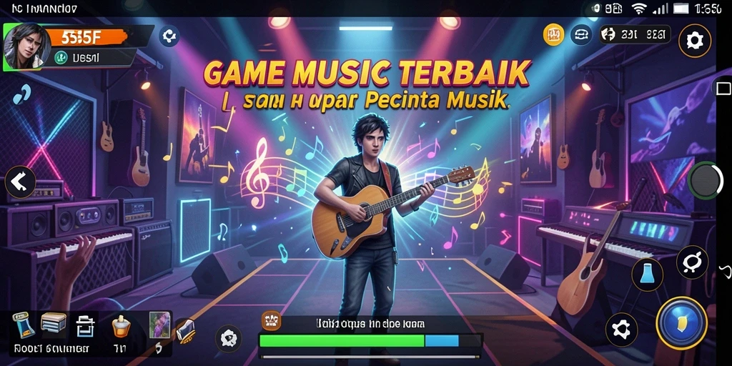 Screenshot utama gameplay 555F yang menampilkan keseruan permainan Musik.