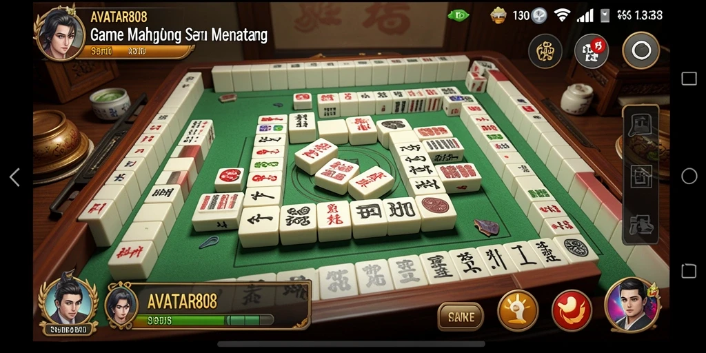 Screenshot utama AVATAR808 menampilkan gameplay Mahjong yang menarik.