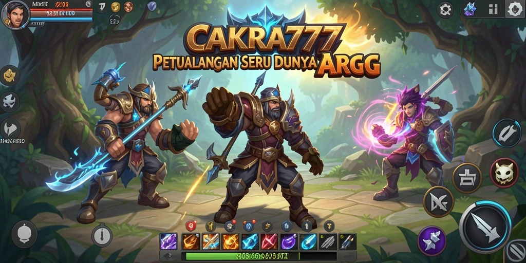 Screenshot game CAKRA777 menampilkan pertarungan seru dengan monster.