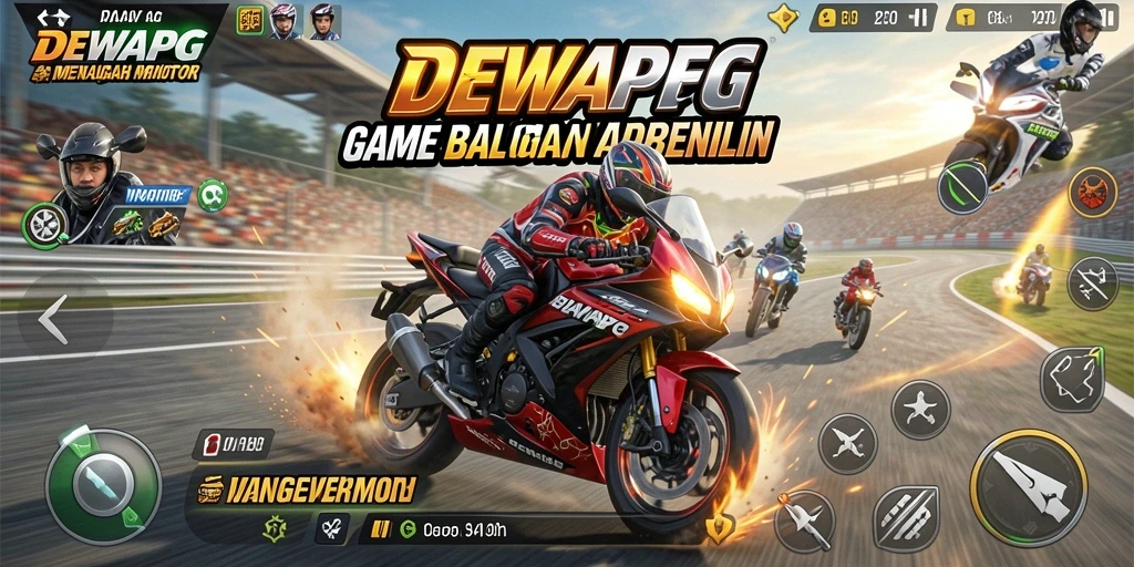 Tangkapan layar DEWAPG menampilkan aksi balap motor yang mendebarkan.