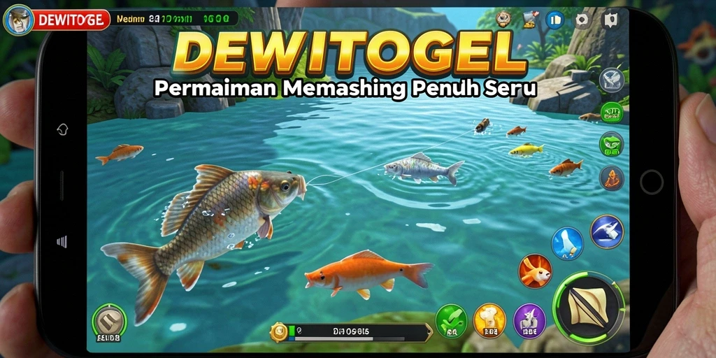 Tampilan gameplay DEWITOGEL saat memancing ikan yang menantang.