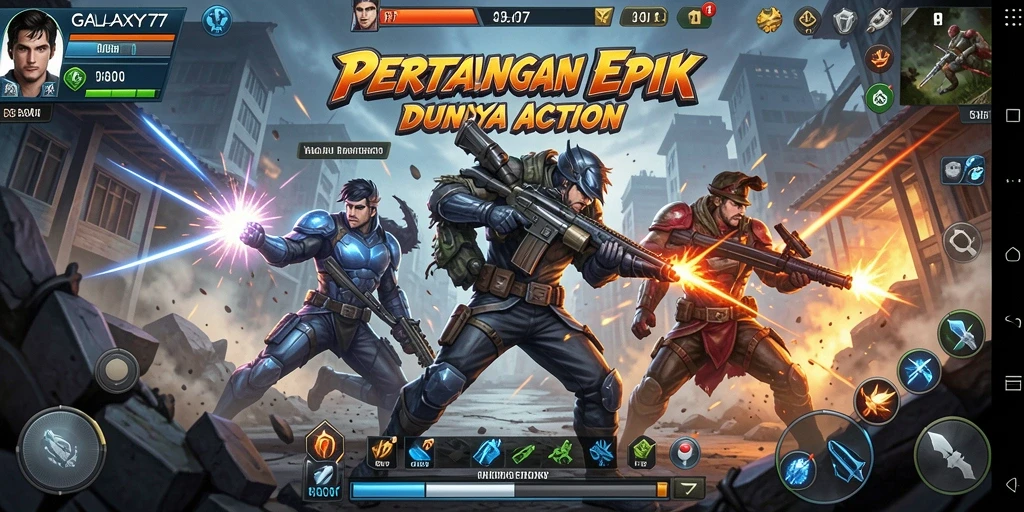 Tampilan gameplay seru dan mendebarkan di GALAXY77.