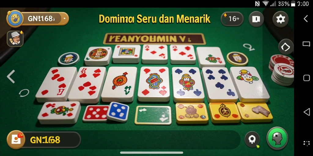 Tampilan menarik gameplay di GN168 dengan aksi domino seru.
