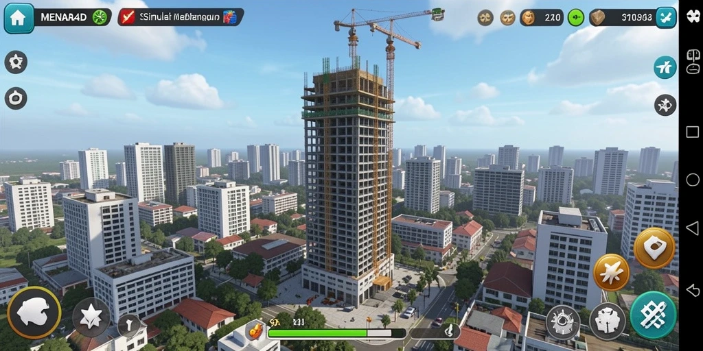 Screenshot MENARA4D menampilkan gameplay membangun menara yang mendetail.