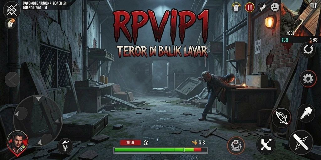 Screenshot gameplay RPVIP1 menampilkan pengalaman horror yang mendebarkan.