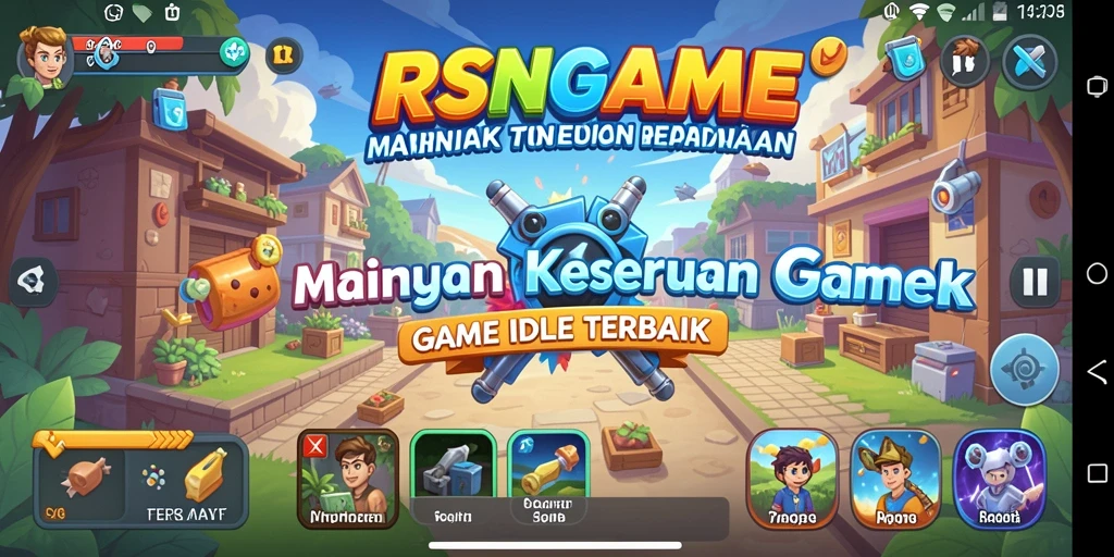 Tampilan gameplay RSNGAME dengan karakter bertarung secara otomatis.