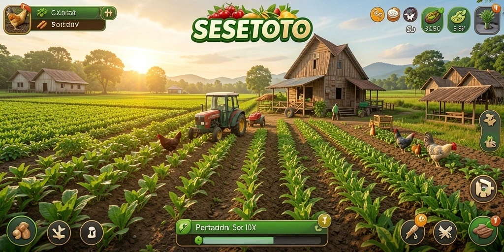 Screenshot gameplay SESETOTO menampilkan aktivitas bertani yang seru dan menarik.