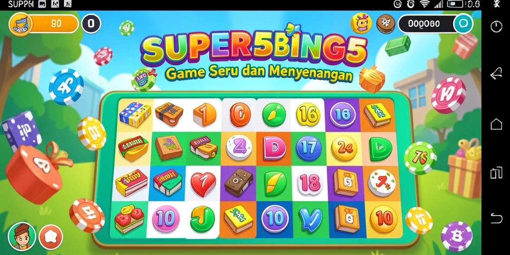 Screenshot gameplay SUPER5 menunjukkan suasana Bingo yang seru.