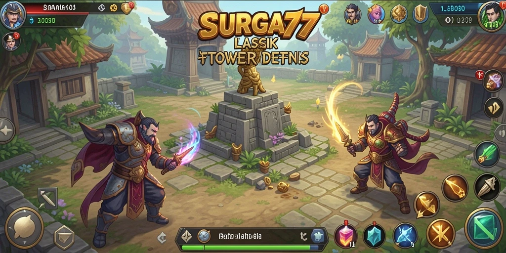 Tampilan menarik dari gameplay Tower Defense SURGA77 yang seru.
